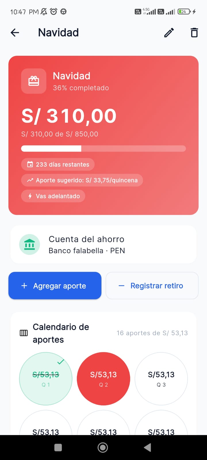 Plan de ahorro Navidad: progreso, monto objetivo y calendario de aportes